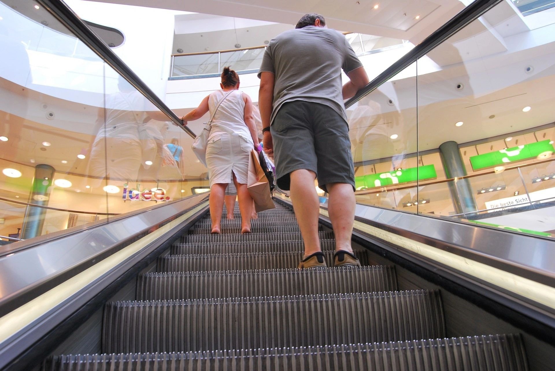 Escalator in modern shopping centre